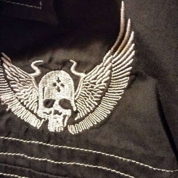 Flying Skull Button down shirt with detachable hoodie, XL, Overdrive Clothing - Picture 1 of 10